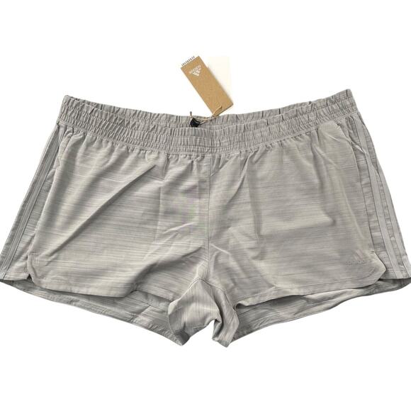 Adidas Shorts Women 2XL Heather Gray Three Stripe Woven Pacer Gym Running GT1185 - Picture 1 of 12